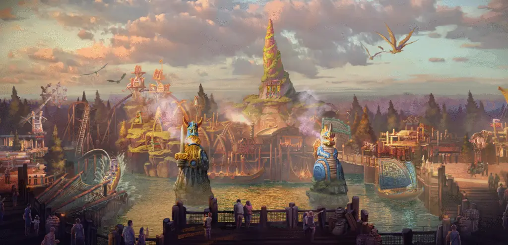 área temática do epic universe: de como treinar o seu dragao.